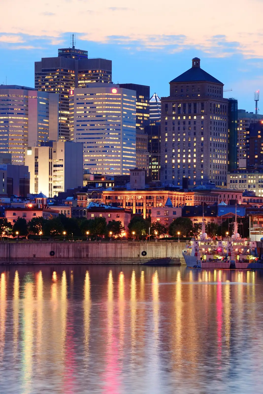 Montreal skyline at sunset